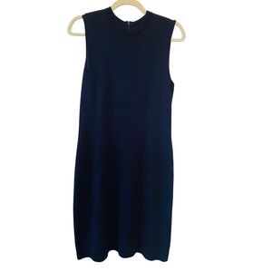 ST. JOHN Santana Knit Sleeveless Sheath Dress Navy Blue Size 8